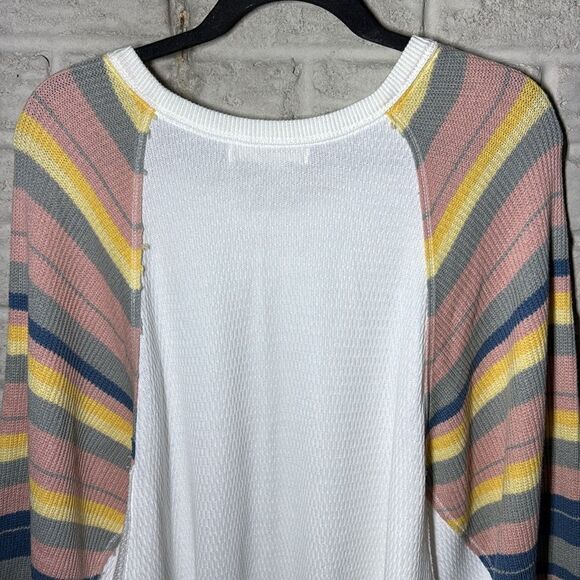 NWT MSRP $99 Free People Rainbow Dream Stripe Wide Sleeve Top Women's Size XS - Picture 6 of 6